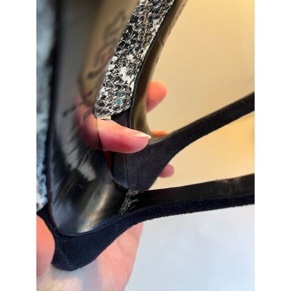 Trina Turk Laguna Leather Snake Print 1940s Style Heels Shoe Open Toe Women's 8 - Picture 9 of 9